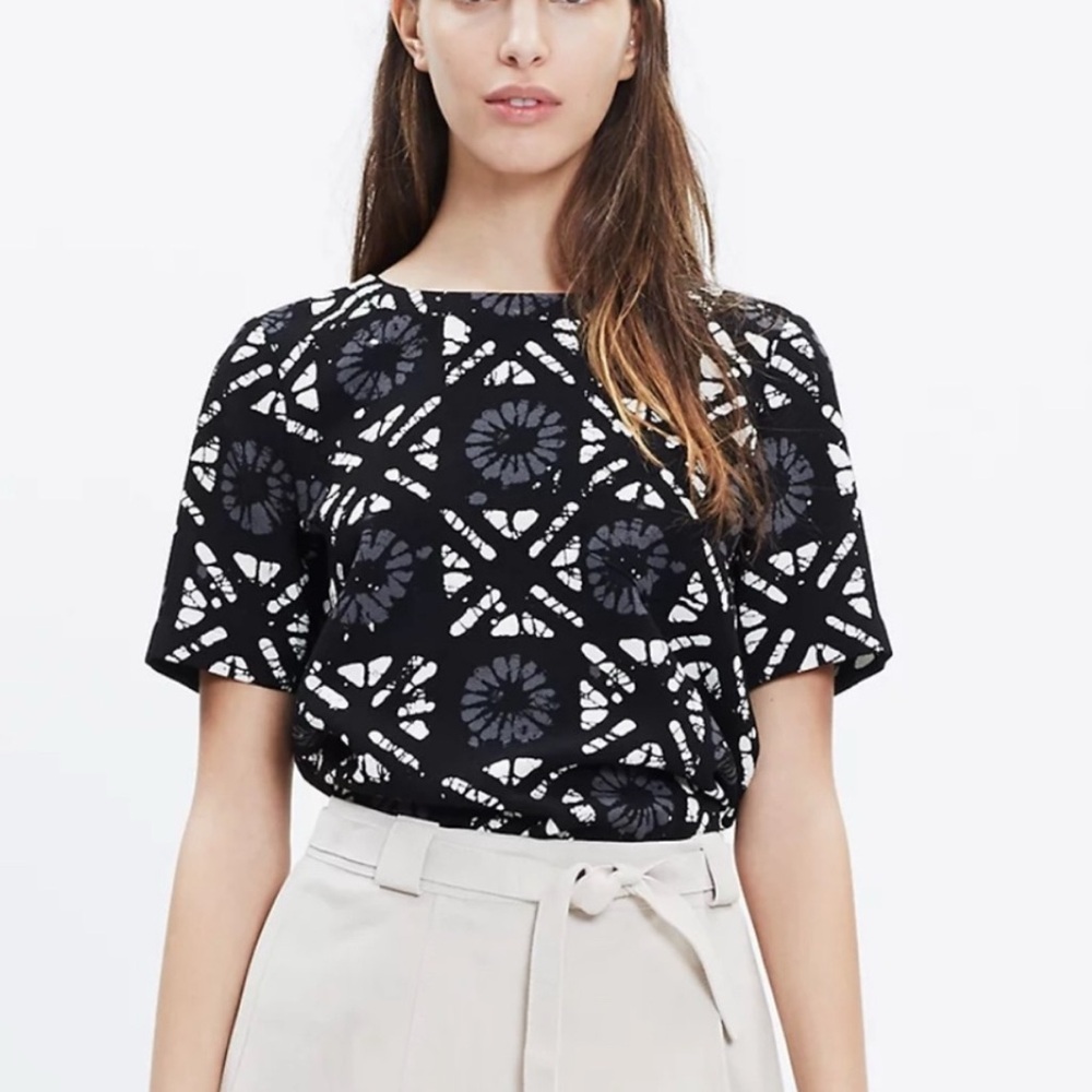Madewell Black and White Geometric Women's Top